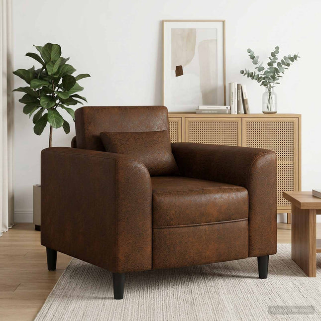 Lænestol Brun Faux Suede Læder