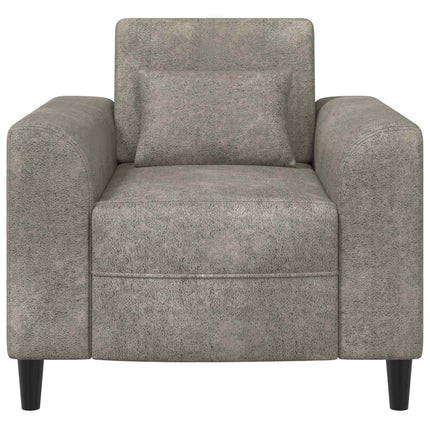 Lænestol Lysegrå Faux Suede Læder