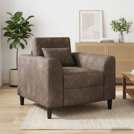 Lænestol Mørkegrå Faux Suede Læder
