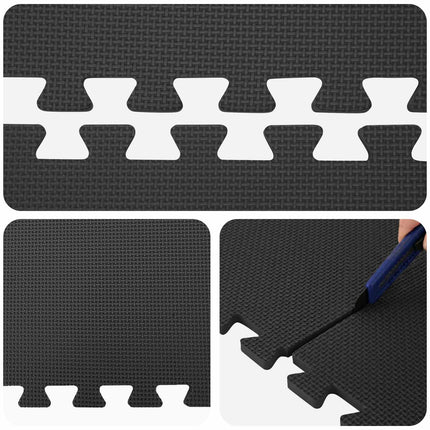 Gulvmåtter 24 pcs Sort 8,64 m² EVA skum