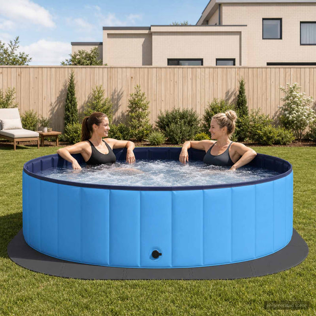 Poolbundmåtte 25 stk. Ø 292 cm Rund EVA skum Sort