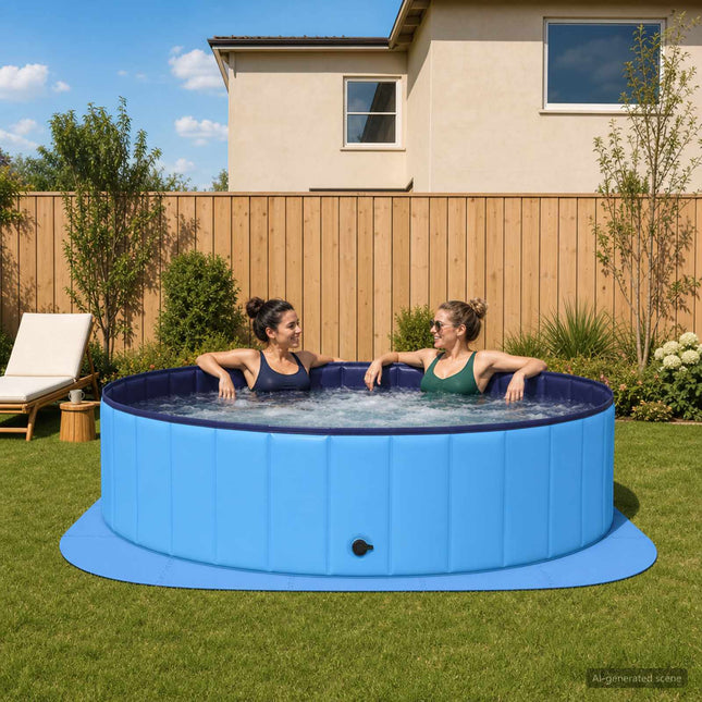 Poolbundmåtte 25 stk. Ø 292 cm Rund EVA skum Blå