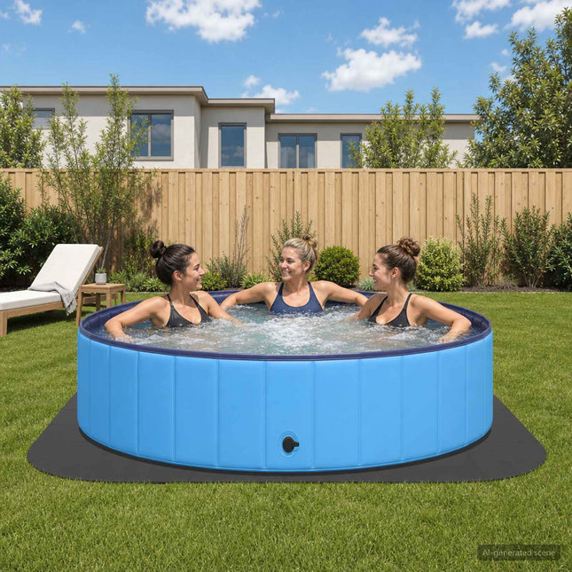 Poolbundmåtte 36 stk. Ø 350 cm Rund EVA skum Sort