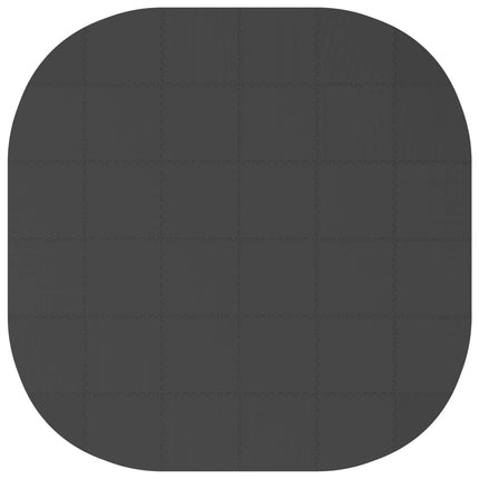 Poolbundmåtte 36 stk. Ø 350 cm Rund EVA skum Sort