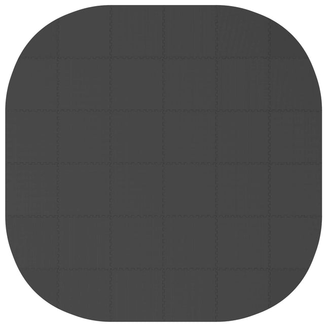 Poolbundmåtte 36 stk. Ø 350 cm Rund EVA skum Sort