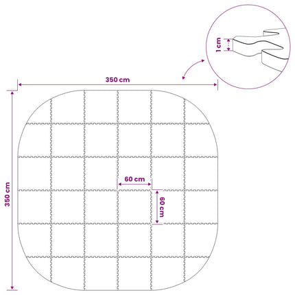 Poolbundmåtte 36 stk. Ø 350 cm Rund EVA skum Grå