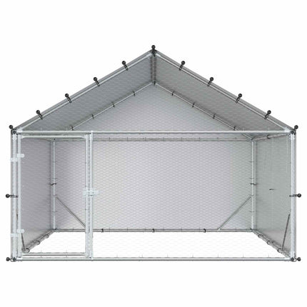 Hønsegård med tag Sølv 200 x 200 x 150 cm Galvaniseret stål
