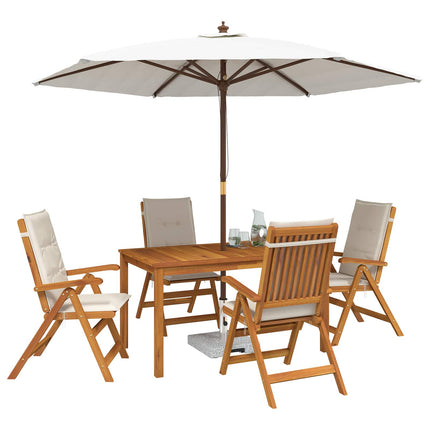 5-Piece Garden Dining Set Naturfarvet Massivt Akacietræ