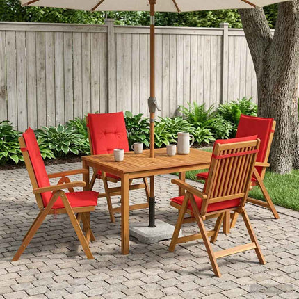 5-Piece Garden Dining Set Naturfarvet Massivt Akacietræ