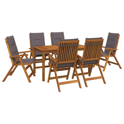 7-Piece Garden Dining Set Naturfarvet Massivt Akacietræ