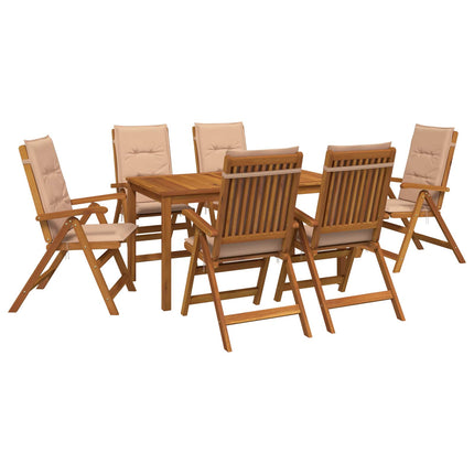 7-Piece Garden Dining Set Naturfarvet Massivt Akacietræ