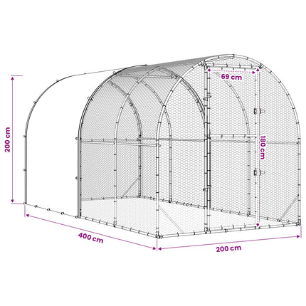 Kyllingehus Sølv 400 x 200 x 200 cm Galvaniseret stål