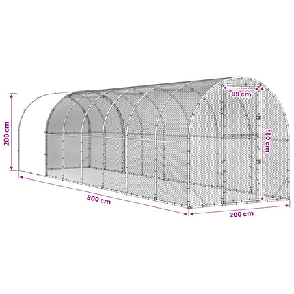 Kyllingehus Sølv 800 x 200 x 200 cm Galvaniseret stål