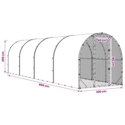 Kyllingehus Sølv 800 x 200 x 200 cm Galvaniseret stål