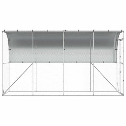 Hønsehus Mod Væg Sølv 600 x 150 x 215 cm Galvaniseret stål