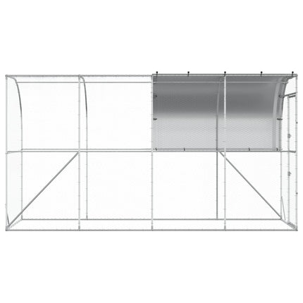 Hønsehus Mod Væg Sølv 400 x 100 x 215 cm Galvaniseret stål