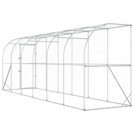 Hønsehus Mod Væg Sølv 600 x 150 x 215 cm Galvaniseret stål