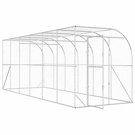 Hønsehus Mod Væg Sølv 600 x 150 x 215 cm Galvaniseret stål
