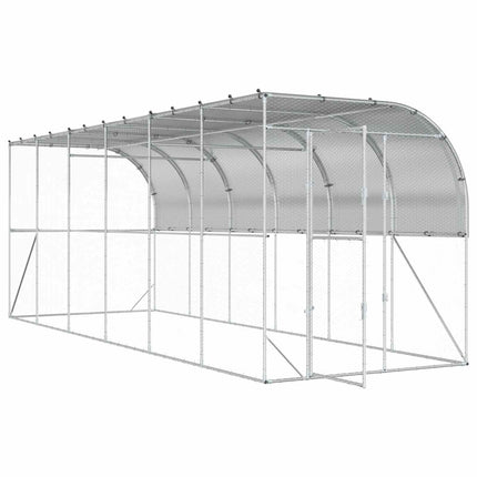 Hønsehus Mod Væg Sølv 600 x 150 x 215 cm Galvaniseret stål