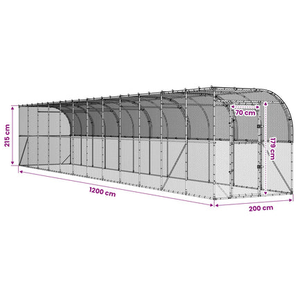 Hønsehus Mod Væg Sølv 600 x 150 x 215 cm Galvaniseret stål