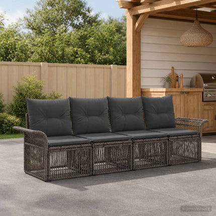 Havesofa Sæt 4 stk. Grå polyrattan