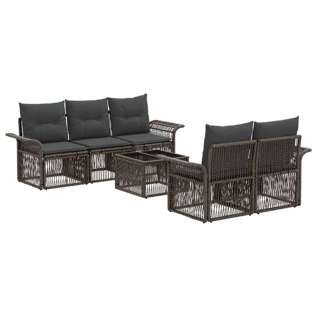 Havesofa Sæt 6 stk. Grå polyrattan