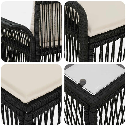 Havesofa Sæt 7 stk. Sort polyrattan