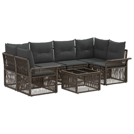 Havesofa Sæt 7 stk. Grå polyrattan