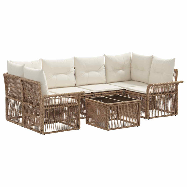 Havesofa Sæt 7 stk. Beige polyrattan