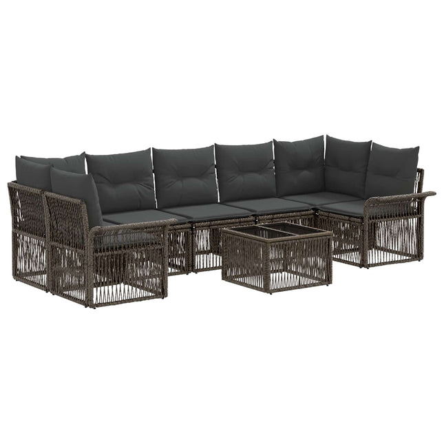 Havesofa Sæt 8 stk. Grå polyrattan