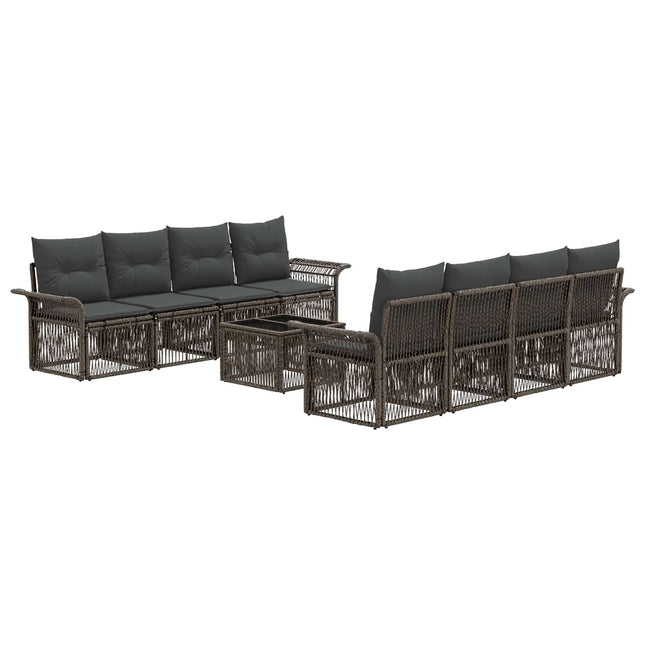 Havesofa Sæt 9 stk. Grå polyrattan