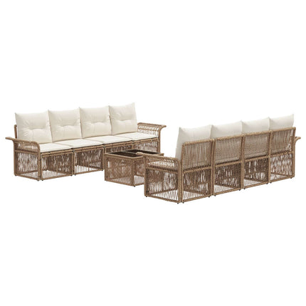 Havesofa Sæt 9 stk. Beige polyrattan