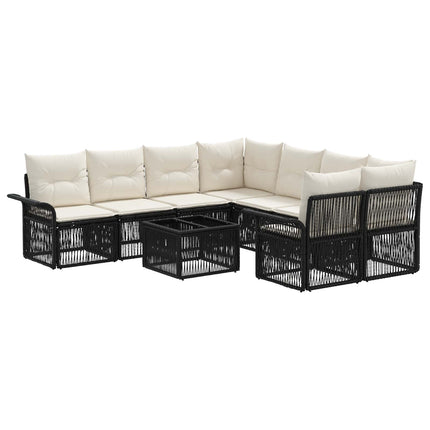 Havesofa Sæt 9 stk. Sort polyrattan