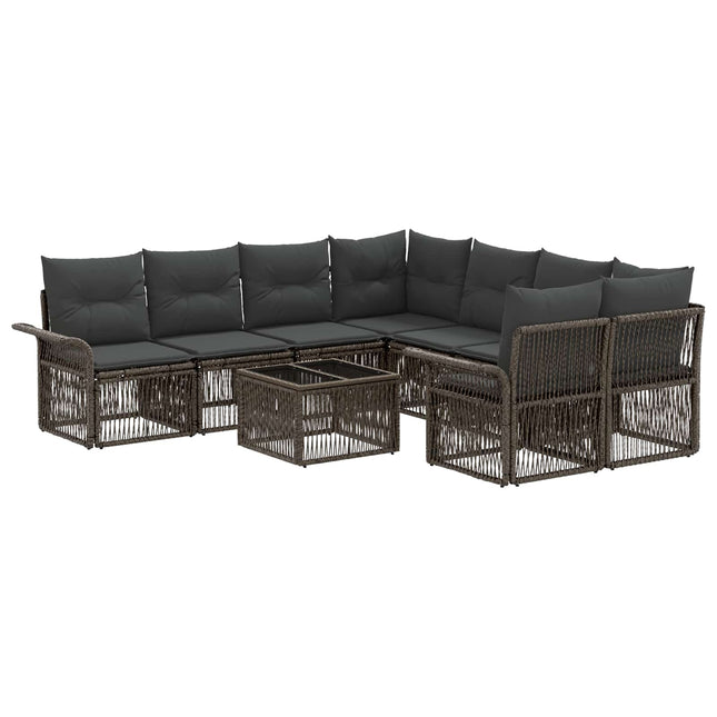 Havesofa Sæt 9 stk. Grå polyrattan