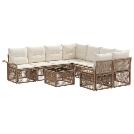 Havesofa Sæt 9 stk. Beige polyrattan