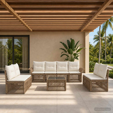 Havesofa Sæt 9 stk. Beige polyrattan