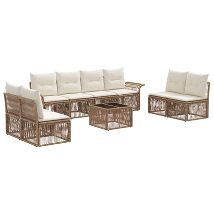 Havesofa Sæt 9 stk. Beige polyrattan