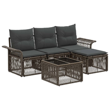 Havesofa Sæt 5 stk. Grå polyrattan