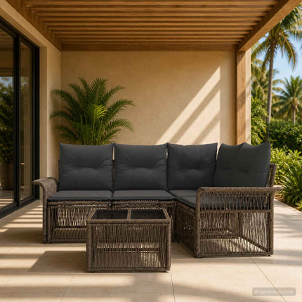 Havesofa Sæt 5 stk. Grå polyrattan