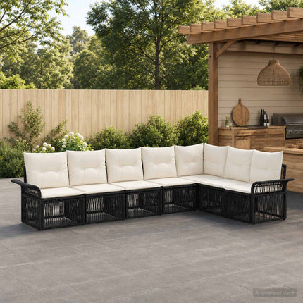 Havesofa Sæt 7 stk. Sort polyrattan