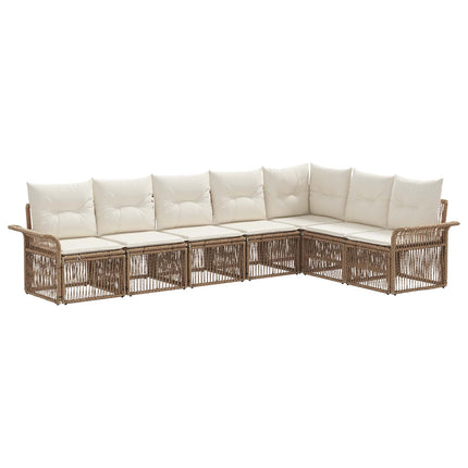 Havesofa Sæt 7 stk. Beige polyrattan