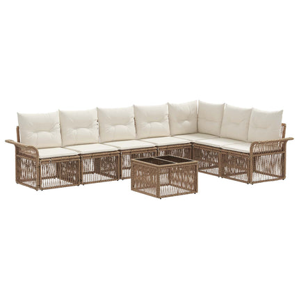 Havesofa Sæt 8 stk. Beige polyrattan