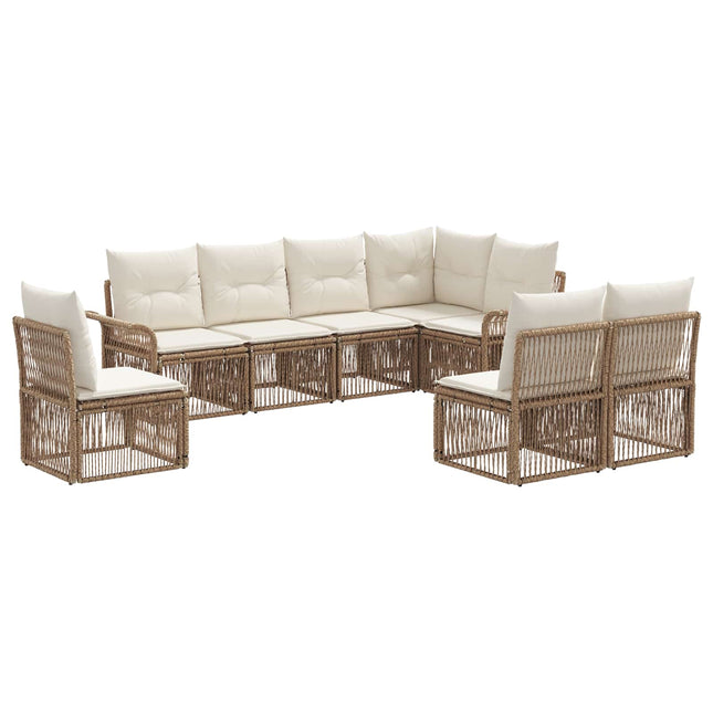 Havesofa Sæt 8 stk. Beige polyrattan
