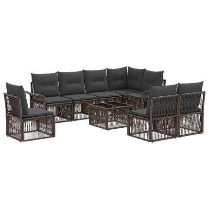 Havesofa Sæt 9 stk. Grå polyrattan