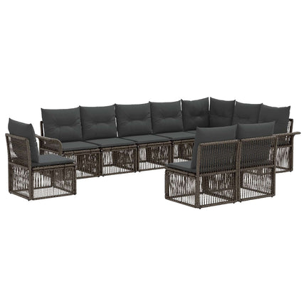 Havesofa Sæt 10 stk. Grå polyrattan