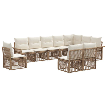 Havesofa Sæt 10 stk. Beige polyrattan