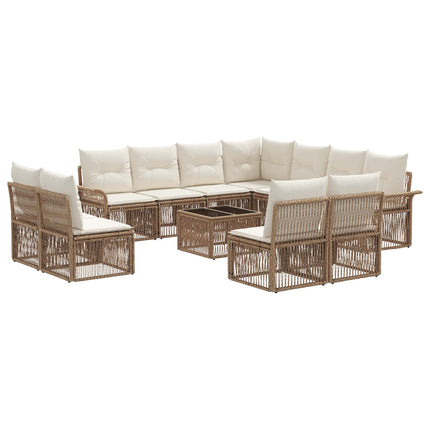 Havesofa Sæt 12 stk. Beige polyrattan