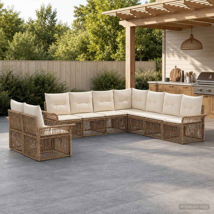 Havesofa Sæt 9 stk. Beige polyrattan