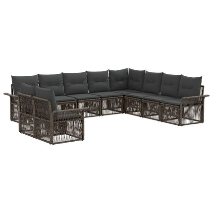 Havesofa Sæt 10 stk. Grå polyrattan