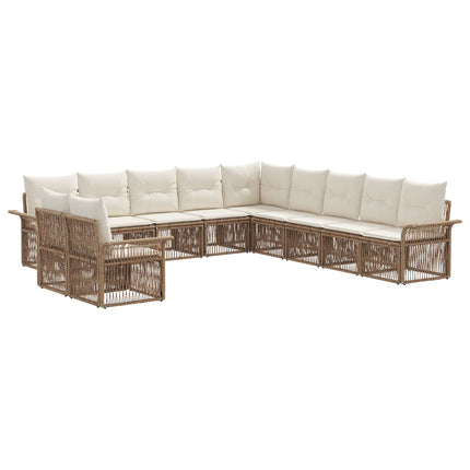 Havesofa Sæt 11 stk. Beige polyrattan